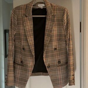 Evereve Double Breasted Multicolor Plaid pink Checkered Blazer M Medium